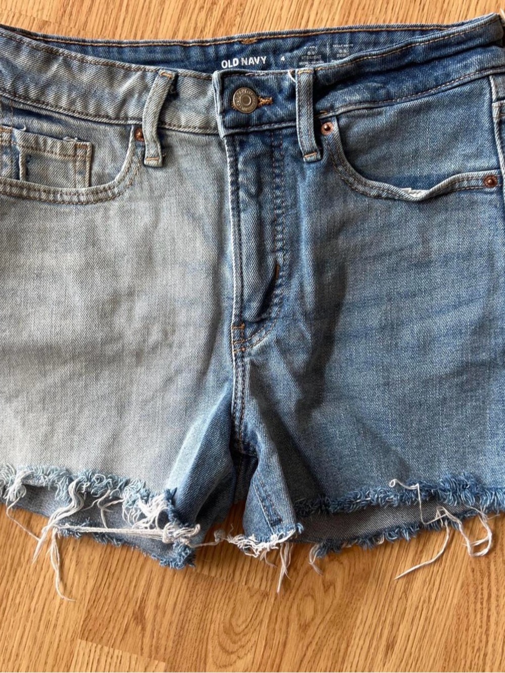 Old Navy Medium Blue Denim Cutoff Shorts with Frayed Hem